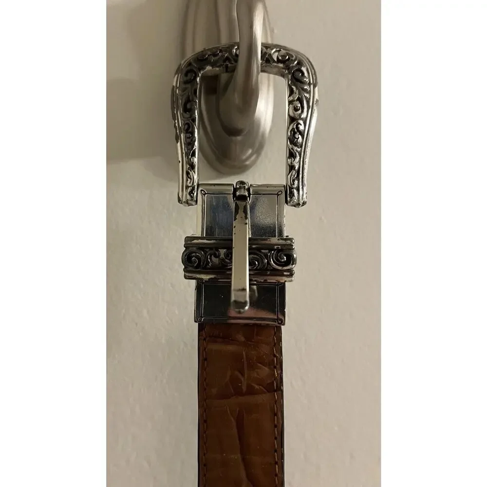 Brighton M 30 Light Brown Leather Belt‎ Silver Tone Buckle 43102 Vintage